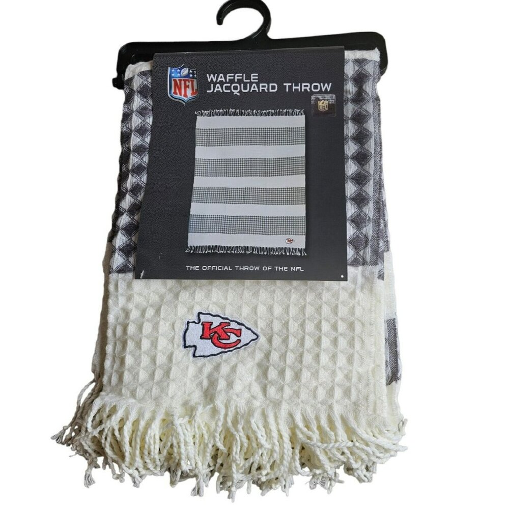 Kansas City Chiefs Waffle Jacquard Throw Blanket NFL Licensed NWT 60” By 50”